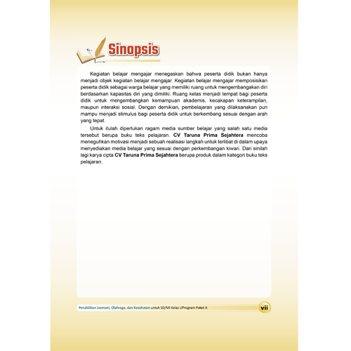 Sinopsis Module Kurmer PJOK Kelas 1 SD